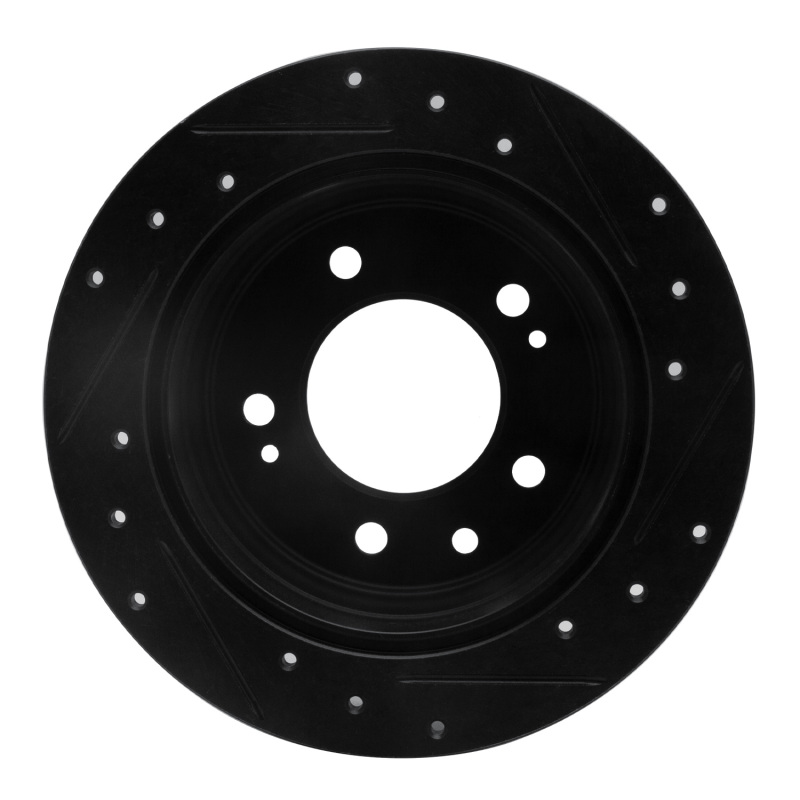 Hyundai Tucson Brake Rotor (1) - Rear Left - R1 Concepts - Drilled & Slotted - Black - `09-`16